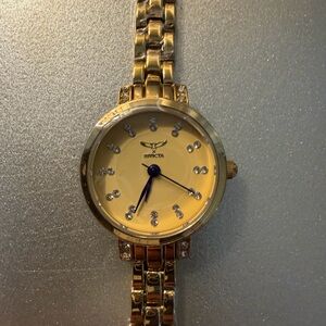 Invicta Gold-Tone Watch with Black Markers NWT